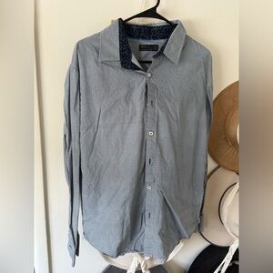 Men’s Level Ten Dress Shirt Blue Navy and White